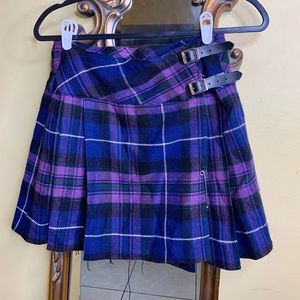 [SOLD]Purple and blue plaid miniskirt with buckles